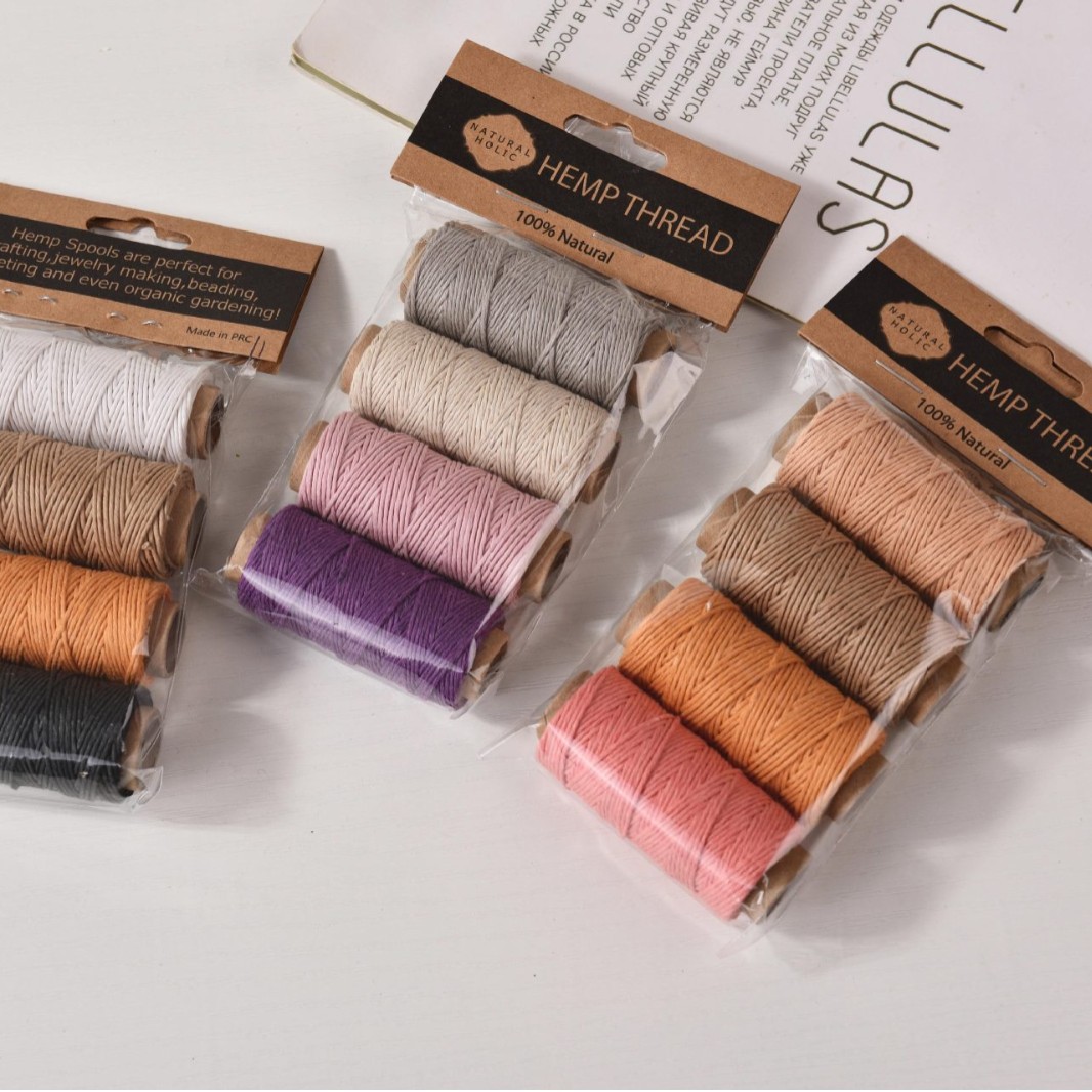 Textile And Sewing Supply - 4pcs Colorful Hemp Waxed Thread 0.8mmx20yards