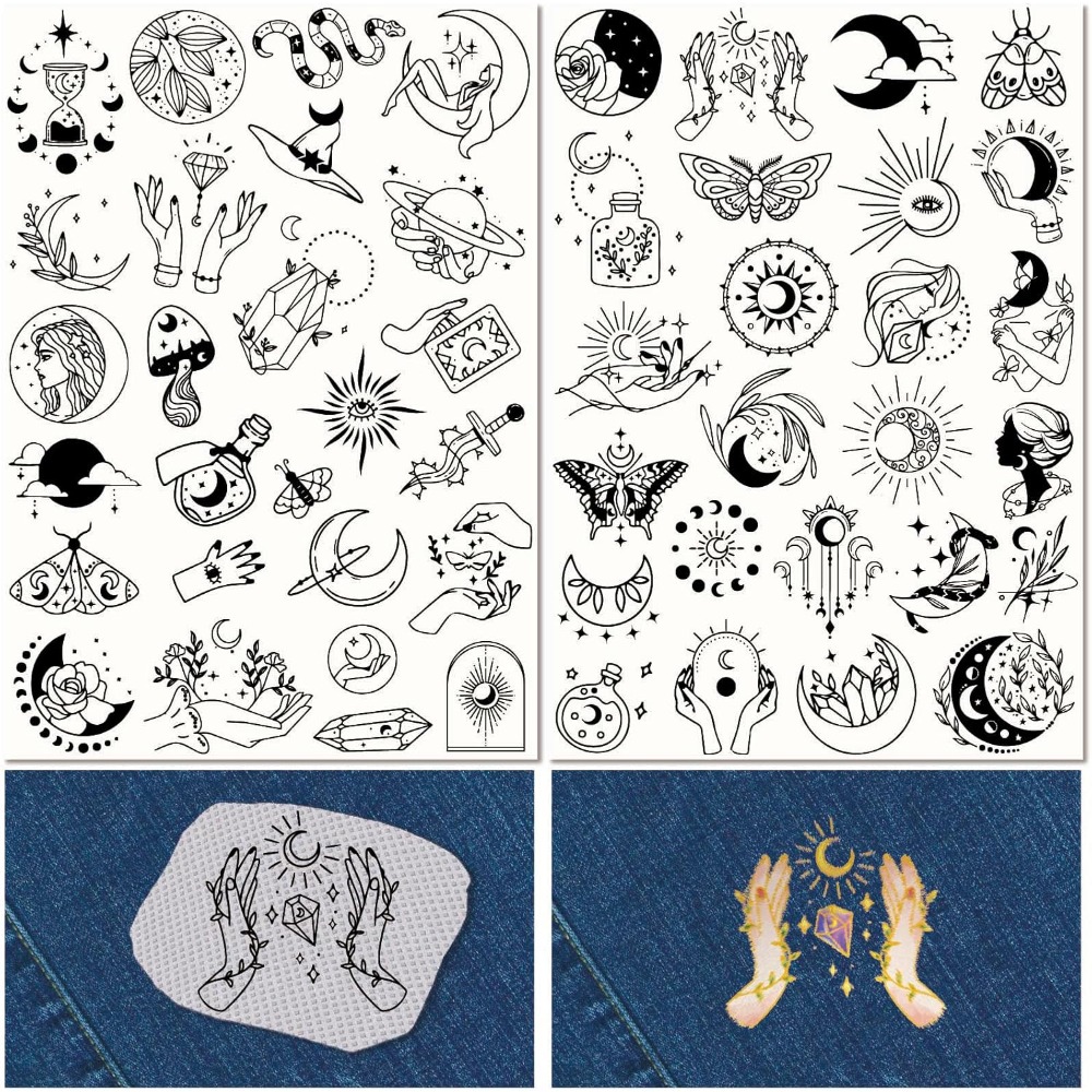 Sewing Custom - 51Pcs Boho Moon Sun Water Soluble