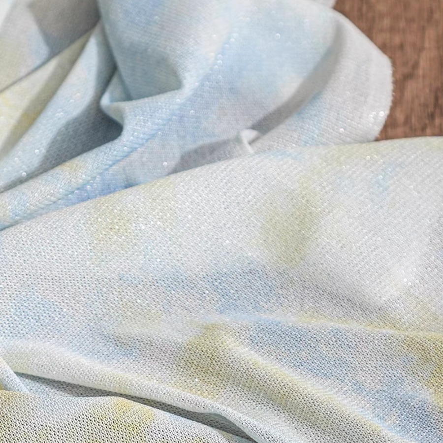 Tie Dye Knit Fabric Yellow Whi - огляд і ціна Sewing Tie Dye