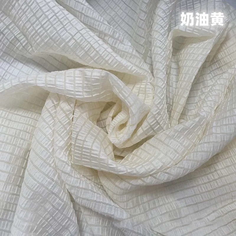 Cream Yellow Checkered Fabric  - огляд і ціна Textile And Sewing Materials