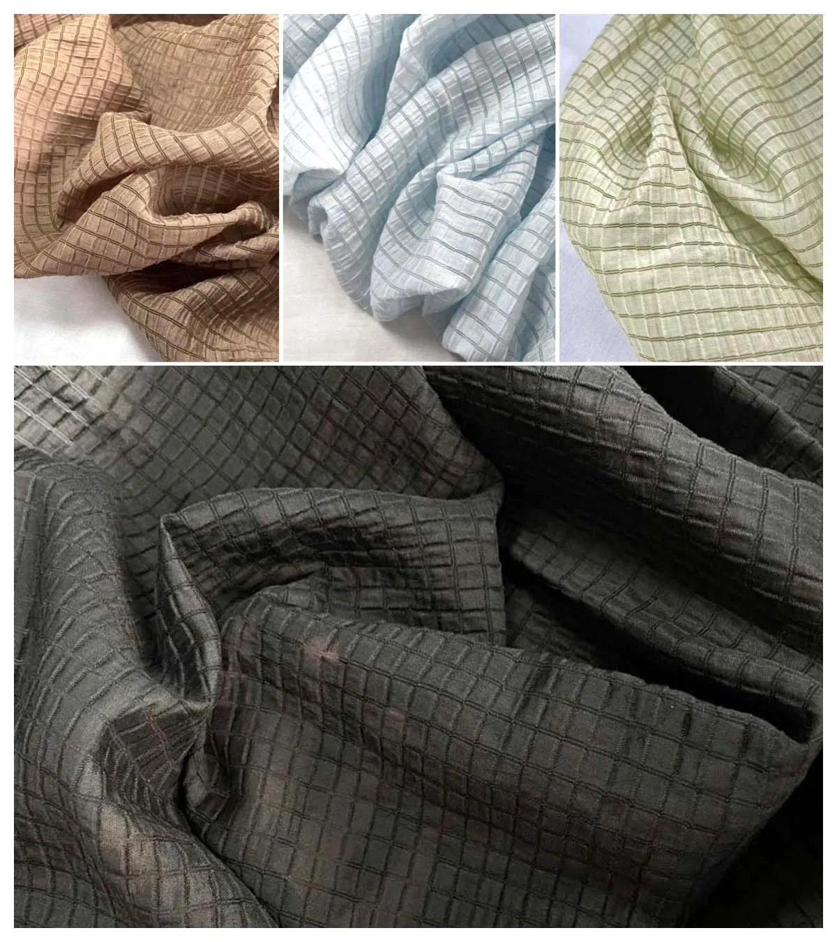 Cream Yellow Checkered Fabric  - огляд і ціна Textile And Sewing Materials