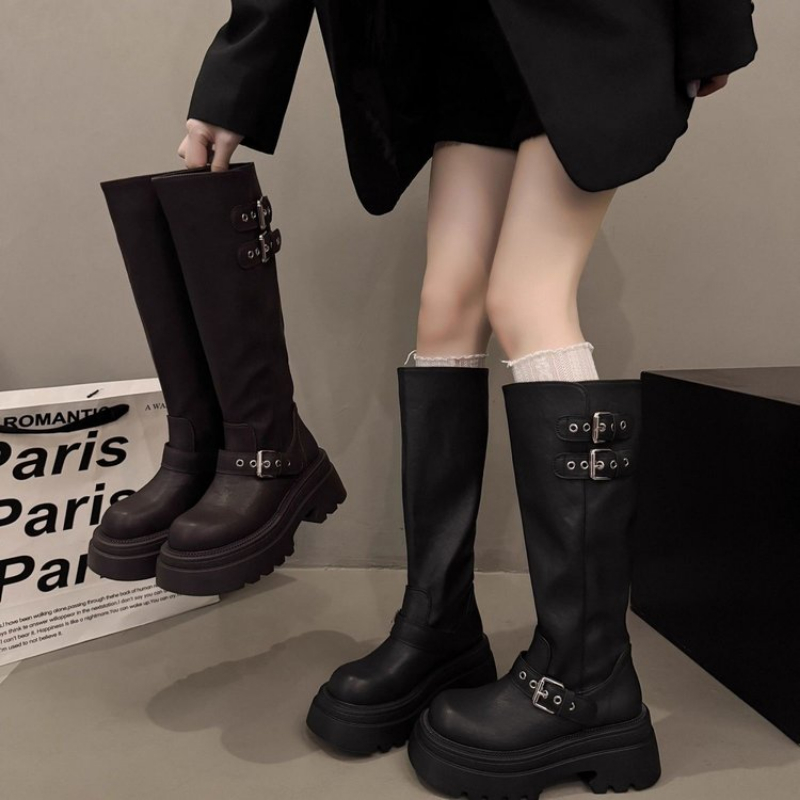 Women Chunky Platform Knee Hig - огляд і ціна Elastic Waistband Roll