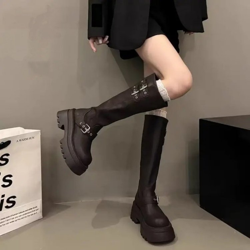 Women Chunky Platform Knee Hig - огляд і ціна Elastic Waistband Roll