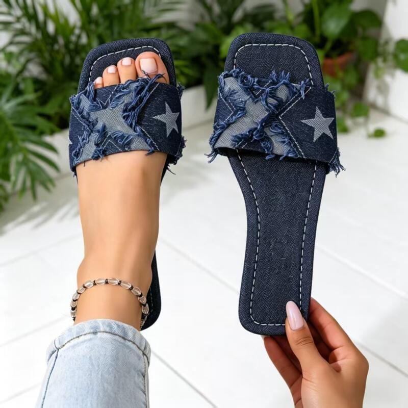Y2K Denim Strap Flat Heel Sand - огляд і ціна Sewing Custom