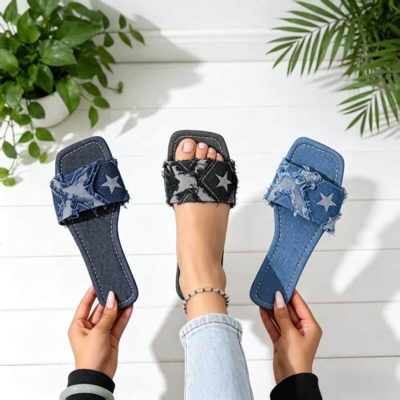 Y2K Denim Strap Flat Heel Sand - огляд і ціна Sewing Custom