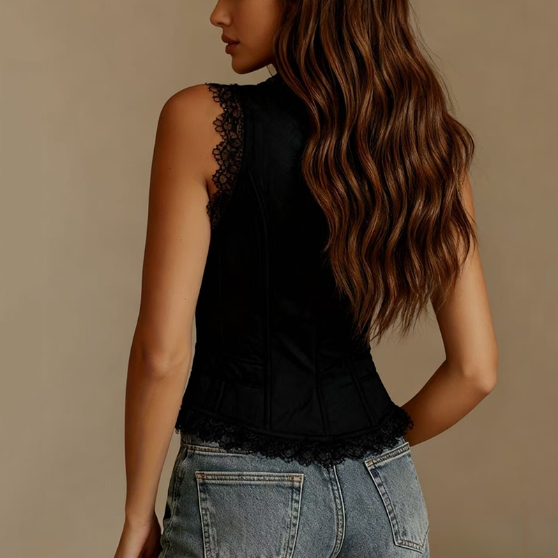 Jacken Damen V Deep Neck Lace  - огляд і ціна Sewing Vest