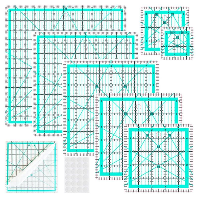 A25F-Blue 7-Piece Collar Ruler - огляд і ціна Quilting Ruler Square