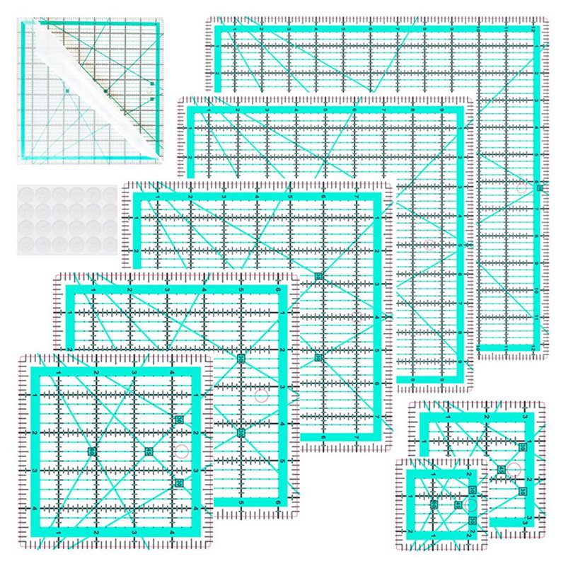 A25F-Blue 7-Piece Collar Ruler - огляд і ціна Quilting Ruler Square