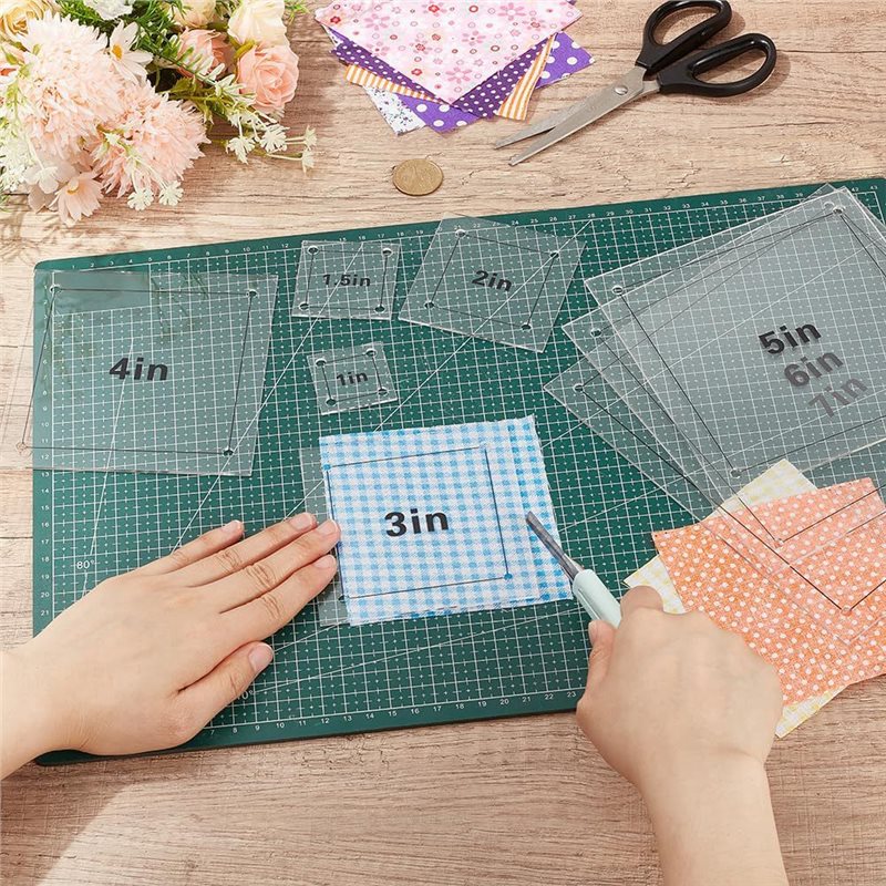 8 Pcs Clear Acrylic Square Qui - огляд і ціна Quilting Ruler Square
